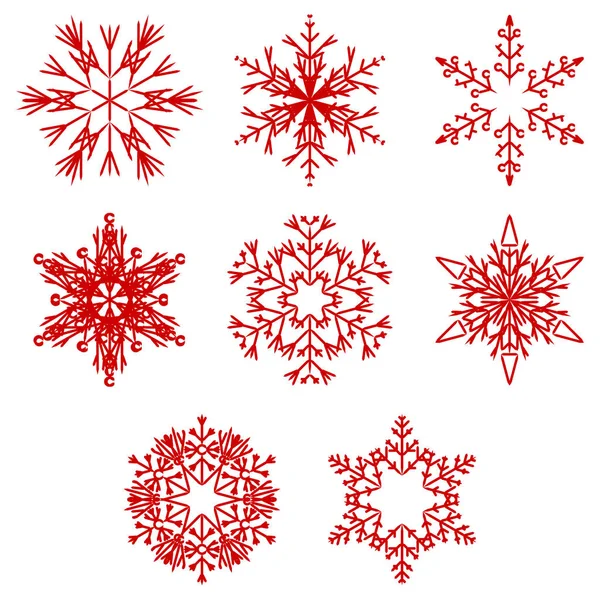 Collection Artistic Icy Abstract Crystal Snow Flakes Isolated Background Winter — Stock Photo, Image