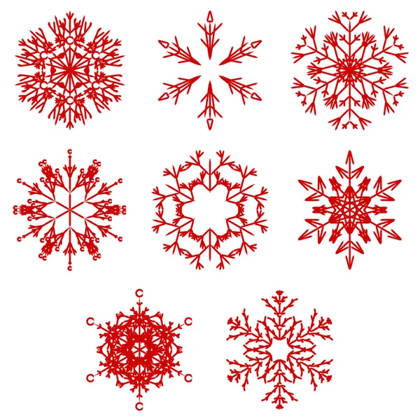 Vector Collectie Van Artistieke Ijzige Abstracte Crystal Sneeuw Vlokken Geïsoleerd — Stockfoto