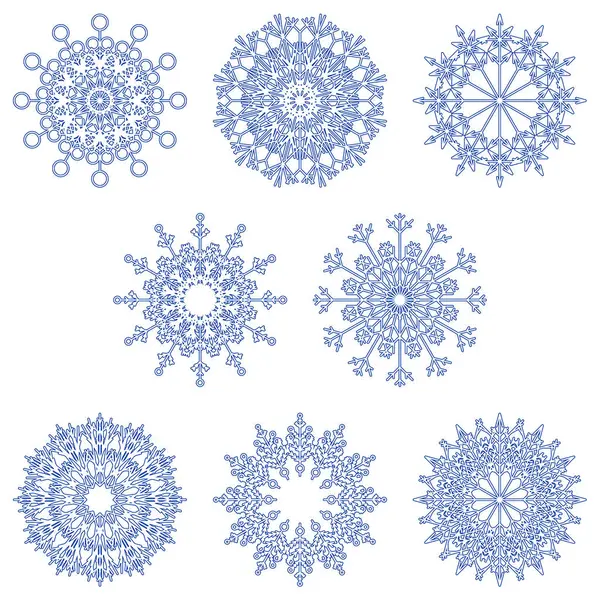 Colección Copos Nieve Cristal Abstracto Helado Artístico Aislado Fondo Como —  Fotos de Stock