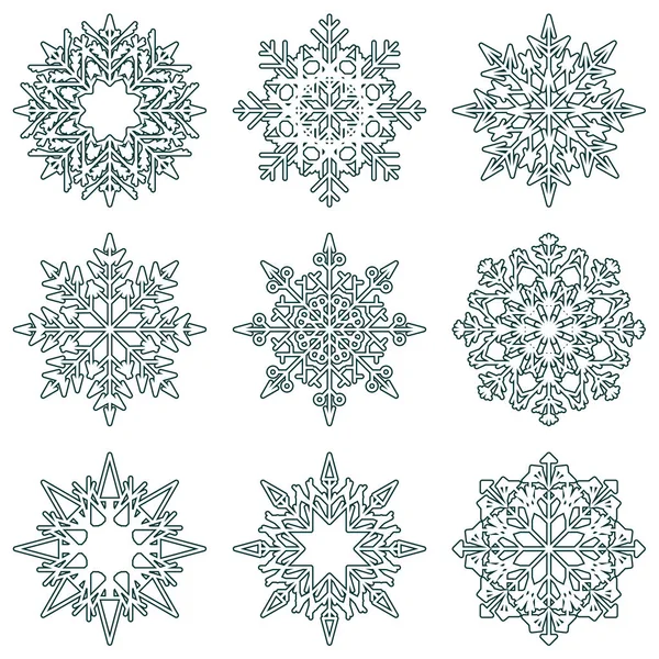 Collection Artistic Icy Abstract Crystal Snow Flakes Isolated Background Winter — Stock Photo, Image