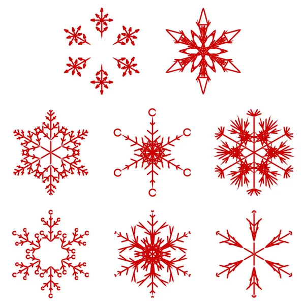 收集艺术的抽象水晶雪花隔离的背景上作为冬季12月装饰 冰或霜美丽的星装饰品 — 图库照片