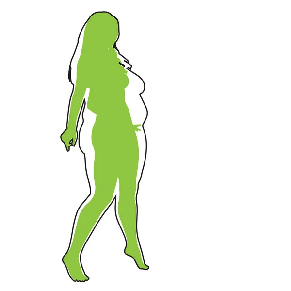 Vector Conceptual Grasa Obesa Con Sobrepeso Femenino Cuerpo Sano Forma — Vector de stock