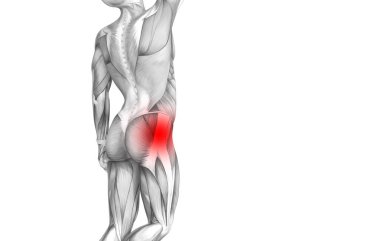 Kırmızı sıcak nokta inflamasyon eklem eklem ağrısı için bacak sağlık tedavi veya spor kas kavramı ile kavramsal hip insan anatomisi. 3D çizim adam artrit veya kemik boğaz osteoporoz hastalığı