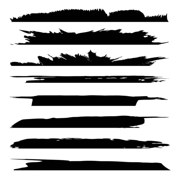 集合的艺术又脏又臭的黑漆手制作创意画笔描边设置隔离在白色背景 一组抽象 Grunge 草图设计教育或图形艺术装饰 — 图库照片