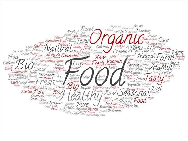 Concept conceptual organic food healthy bio vegetables abstract word cloud isolated background. Collage of natural, fresh tasty farm agriculture, certificate ecological garden quality crop text