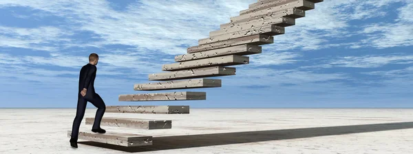 Escalera Ilustración Conceptual Conceptual Pasos Hacia Cielo Fondo Del Cielo — Foto de Stock