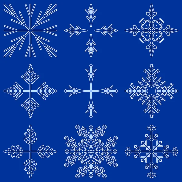 Collection Artistic Icy Abstract Crystal Snow Flakes Isolated Background Winter — Stock Photo, Image