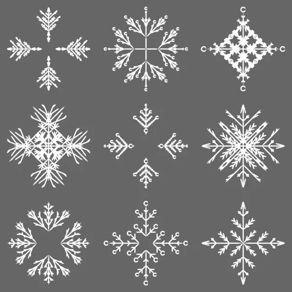 Colección Copos Nieve Cristal Abstractos Helados Artísticos Aislados Fondo Como — Foto de Stock
