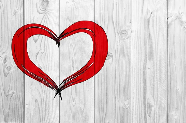 概念または概念赤く塗られた教育 ロマンス 芸術感覚バレンタイン ロマンチックなする学校で幸せな子供 古いヴィンテージの木製の背景メタファーによって行われた抽象的なハートマーク形愛 — ストック写真