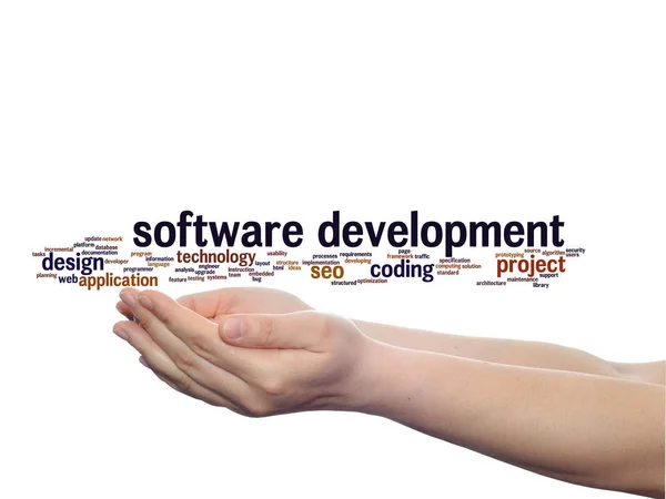 Concept Conceptual Software Development Project Coding Technology Abstract Word Cloud — Stock Photo, Image