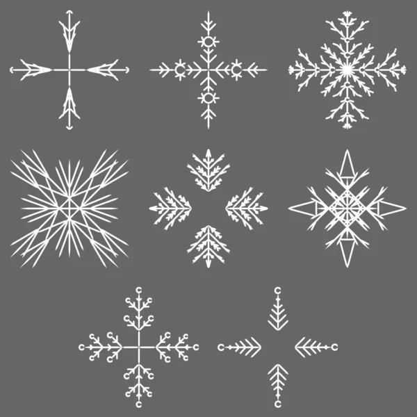 Collection Artistic Icy Abstract Crystal Snow Flakes Isolated Background Winter — Stock Photo, Image