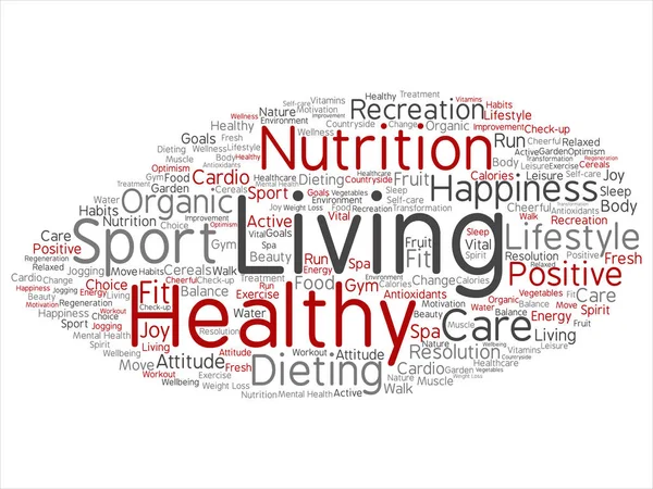 Koncepció Vagy Fogalmi Egészséges Élet Pozitív Táplálkozás Sport Absztrakt Szó — Stock Fotó