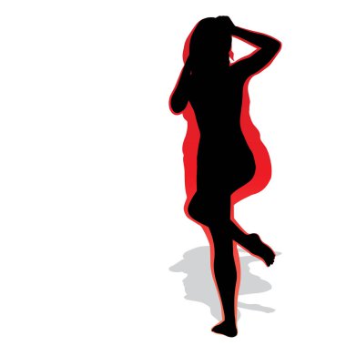 Vektör kavramsal şişman kilolu obez kadın vs fit sağlıklı vücut kilo kaybını takiben ince ya da diyet izole kas ince olan kadın. Fitness, beslenme veya şişmanlık obezite, sağlık siluet şekli
