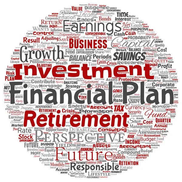 Vector Negócio Conceitual Plano Financeiro Pessoal Círculo Redondo Vermelho Finanças — Vetor de Stock
