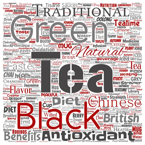Векторный Концептуальный Зеленый Черный Чай Культуры Квадратный Красный Натуральный Вкус — стоковый вектор