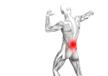Kırmızı sıcak nokta inflamasyon eklem eklem ağrı ya da omurga sağlık tedavi veya spor kas kavramı ile kavramsal geri insan anatomisi. 3D çizim adam artrit veya kemik boğaz osteoporoz hastalığı