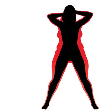 Kavramsal şişman kilolu obez kadın vs fit sağlıklı vücut kilo kaybını takiben ince ya da diyet izole kas ince olan kadın. Fitness, beslenme veya şişmanlık obezite, sağlık siluet şekli