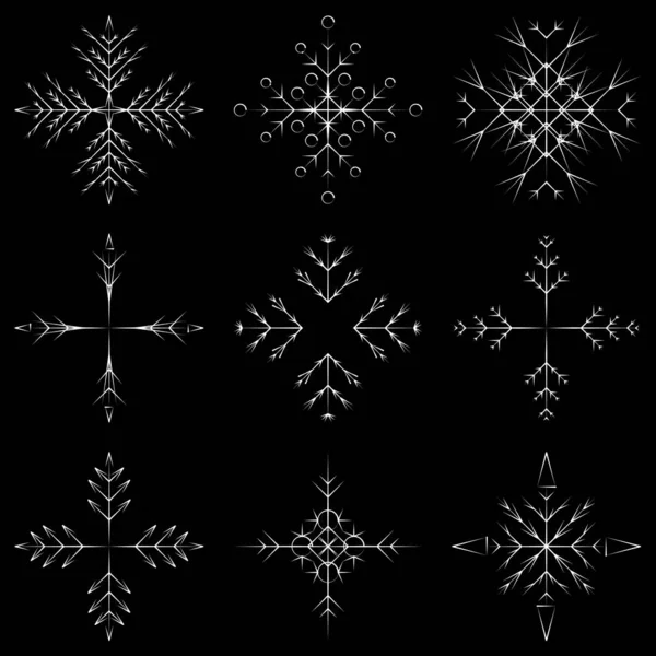 Collection Artistic Icy Abstract Crystal Snow Flakes Isolated Background Winter — Stock Photo, Image