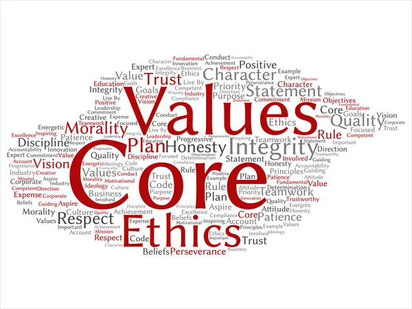 Conceptual Core Values Integrity Ethics Abstract Concept Word Cloud Isolated — Foto de Stock