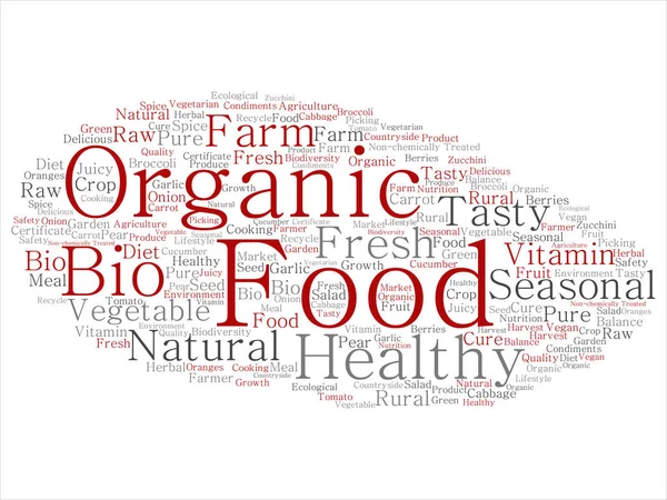 Pojem Koncepční Organické Potraviny Zdravé Bio Zelenina Abstraktní Slovo Cloud — Stock fotografie