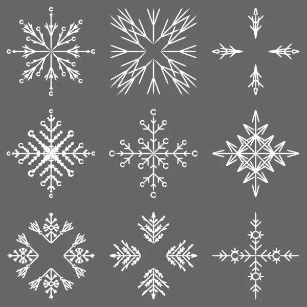 Collection Artistic Icy Abstract Crystal Snow Flakes Isolated Background Winter — Stock Photo, Image