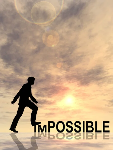 Concept Conceptual Illustration Human Man Businessman Black Silhouette Impossible Possible — Stock Photo, Image