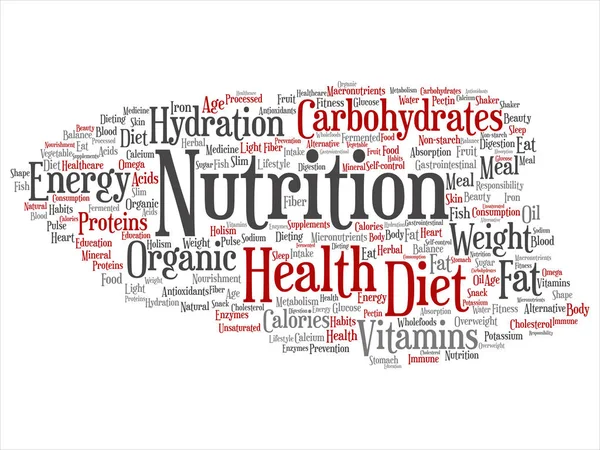 Concept Conceptual Nutrition Health Diet Abstract Word Cloud Isolated Background — Stock Photo, Image