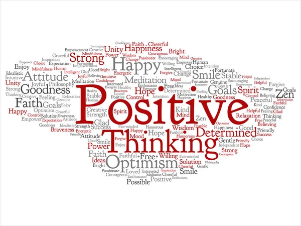 Концепция Концептуальное Позитивное Мышление Счастливое Сильное Отношение Абстрактное Слово Облако — стоковое фото