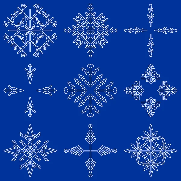 Collection Artistic Icy Abstract Crystal Snow Flakes Isolated Background Winter — Stock Photo, Image