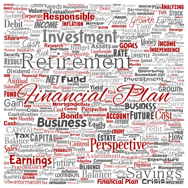 Векторный Концептуальный Бизнес Личный Финансовый План Квадрат Красный Финансовый Стратегию — стоковый вектор