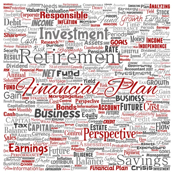 Vector Conceptual Negocios Plan Financiero Personal Cuadrado Rojo Estrategia Financiera — Vector de stock