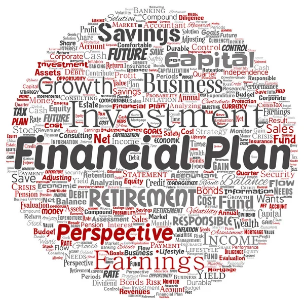 Vector Conceptual Negocios Plan Financiero Personal Círculo Redondo Estrategia Finanzas — Vector de stock