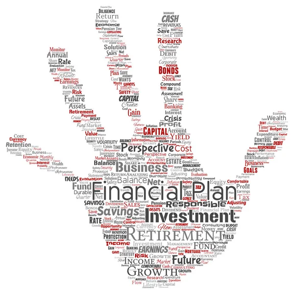 Vecteur Conceptuel Entreprise Plan Financier Personnel Empreinte Main Timbre Rouge — Image vectorielle