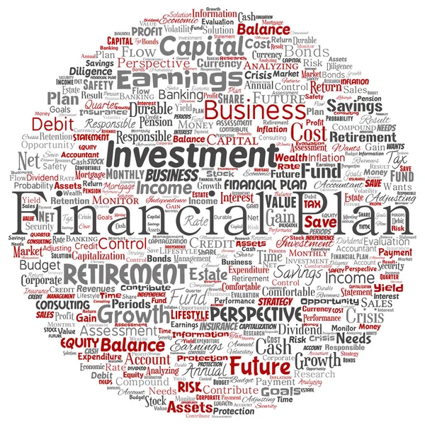 Vecteur Conceptuel Entreprise Plan Financier Personnel Rond Cercle Rouge Stratégie — Image vectorielle
