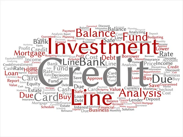Linha Cartão Crédito Conceitual Investimento Saldo Abstrato Nuvem Palavras Fundo — Fotografia de Stock