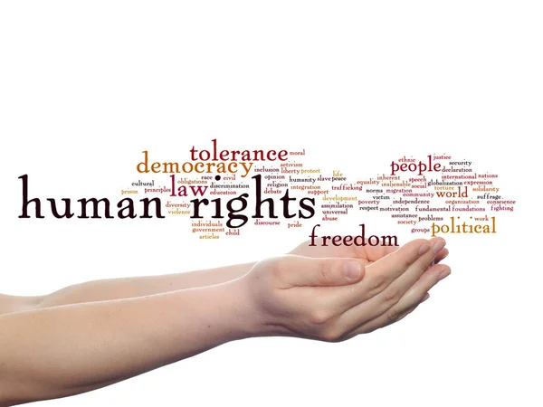 Conceito Conceitual Direitos Humanos Liberdade Política Democracia Abstrato Nuvem Palavras — Fotografia de Stock