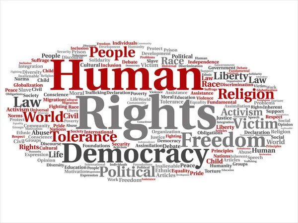 Konzept Oder Begriffliche Menschenrechte Politische Freiheit Demokratie Abstrakte Wort Wolke — Stockfoto