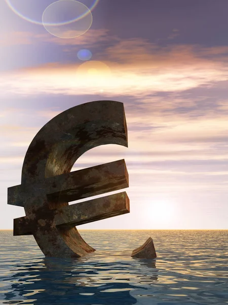 Concettuale Illustrazione Valuta Euro Segno Simbolo Affondamento Acqua Mare Oceano — Foto Stock