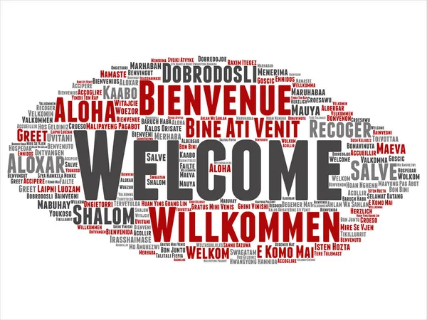 Concept Conceptual Abstract Welcome Greeting International Word Cloud Different Languages — Stock Photo, Image