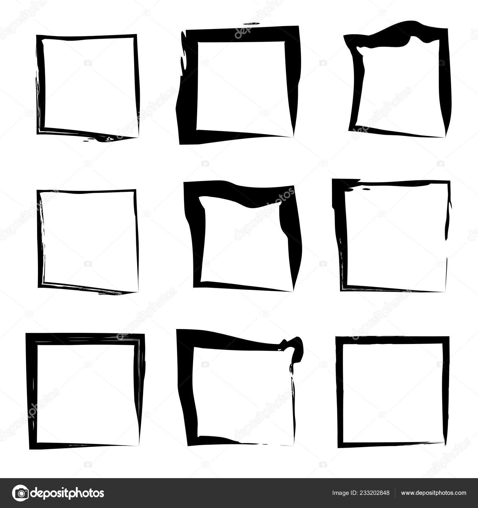 Collection Set Artistic Black Paint Hand Made Creative Grungy