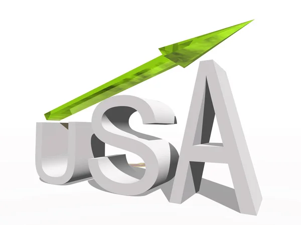 Conceptual 3D USA symbol with an arrow isolated on white background