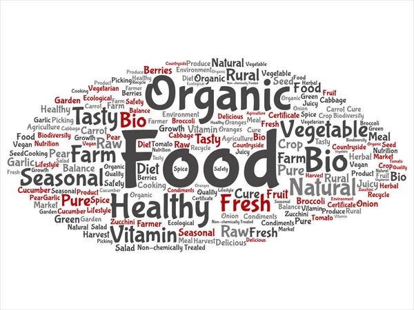 Concepto Alimentos Orgánicos Conceptuales Verduras Biológicas Saludables Palabra Abstracta Nube — Foto de Stock