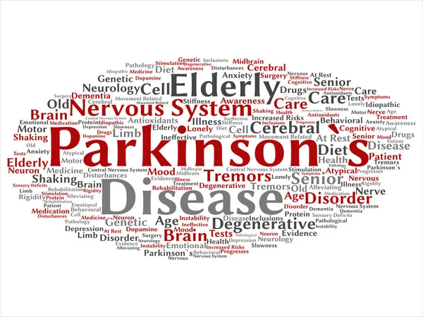 Concepto Conceptual Enfermedad Parkinson Salud Trastorno Del Sistema Nervioso Palabra — Foto de Stock