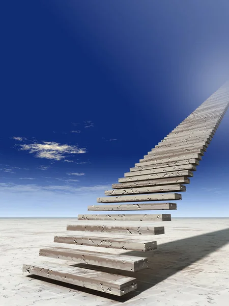 Escalera Conceptual Ilustración Escalones Cielo Fondo Del Cielo Desierto Con — Foto de Stock