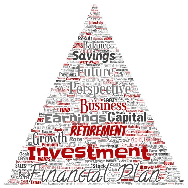 Vector Conceptual Negocios Plan Financiero Personal Triángulo Flecha Rojo Finanzas — Vector de stock