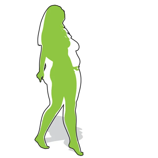 Vector Conceptual Grasa Obesa Con Sobrepeso Femenino Cuerpo Sano Forma — Vector de stock