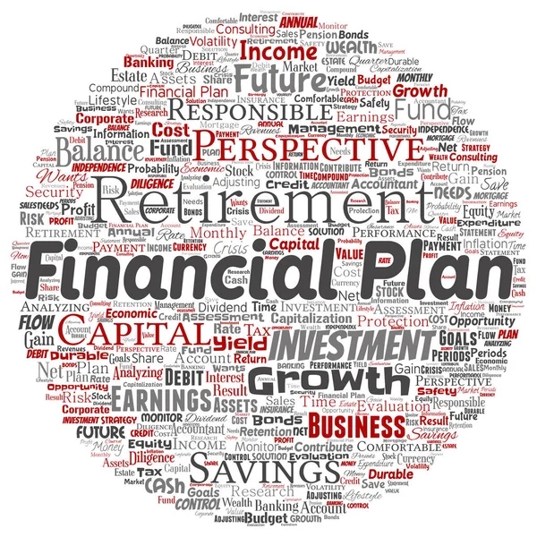 Vector Conceptual Negocios Plan Financiero Personal Círculo Redondo Estrategia Finanzas — Vector de stock