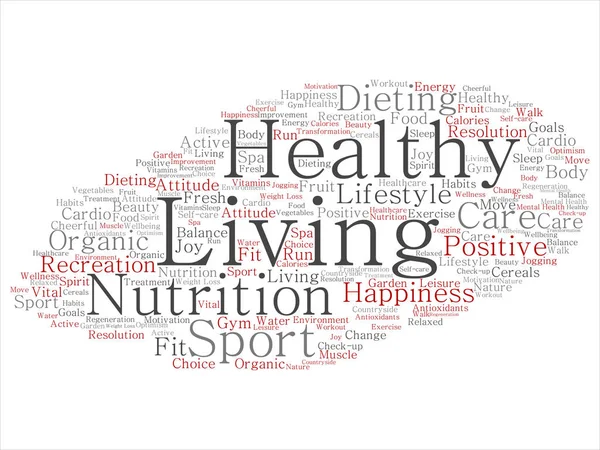 Έννοια Εννοιολογική Υγιή Διαβίωση Θετική Διατροφή Αθλητισμός Αφηρημένη Λέξη Σύννεφο — Φωτογραφία Αρχείου