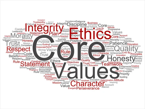 Conceptual Core Values Integrity Ethics Abstract Concept Word Cloud Isolated —  Fotos de Stock