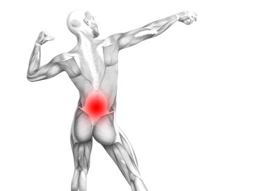 Kırmızı sıcak nokta inflamasyon eklem eklem ağrı ya da omurga sağlık tedavi veya spor kas kavramı ile kavramsal geri insan anatomisi. 3D çizim adam artrit veya kemik boğaz osteoporoz hastalığı